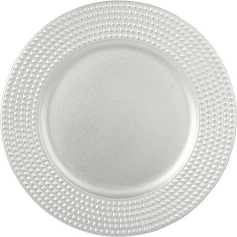 Podtalerz Dekoracyjny Srebrny Kwadraciki 33cm - Element Stolowego Nakrycia na Uroczystości i Święta