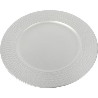 Podtalerz Dekoracyjny Srebrny Kwadraciki 33cm - Element Stolowego Nakrycia na Uroczystości i Święta