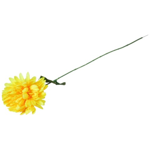 Sztuczna Chryzantema ciemno żółta, Pojedynczy Kwiat, Wysokość 70 cm, Główka 16 cm