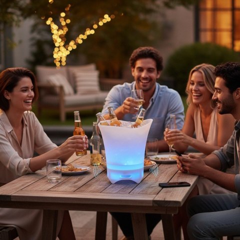 POJEMNIK NA LÓD 5L WIADERKO RGB GŁOŚNIK OŚWIETLENIE BLUETOOTH COOLER