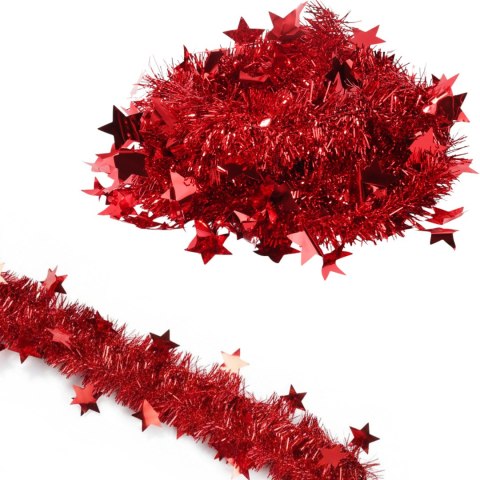 Łańcuch choinkowy Z GWIAZDKAMI średnica 7 cm, długość 3 m KOLOR CZERWONY