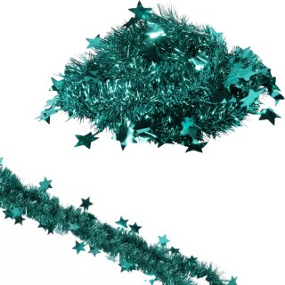 Łańcuch choinkowy Z GWIAZDKAMI średnica 7 cm, długość 3 m KOLOR TURKUS