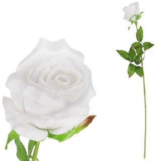 Róża sztuczna pojedynka w pąku kolor biała 68 cm