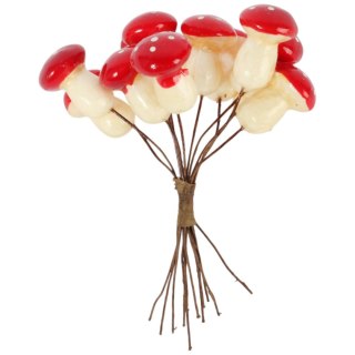 Muchomory Czerwone muchomorki grzyby na piku ozdoby dekoracyjne 3 cm 12 szt