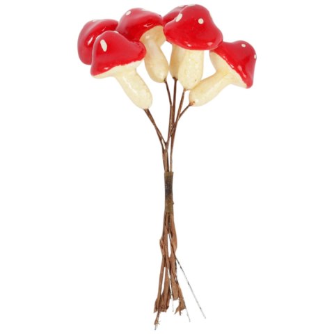 Muchomory Czerwone muchomorki grzyby na piku ozdoby dekoracyjne 4 cm 6 szt