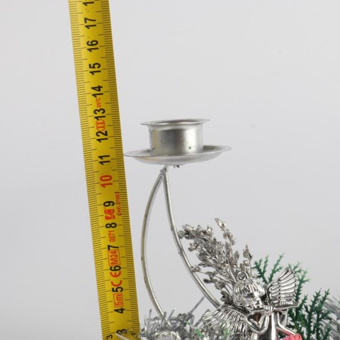 SREBRNY METALOWY ŚWIECZNIK BOŻONARODZENIOWY 14 CM DEKORACJA STOŁU