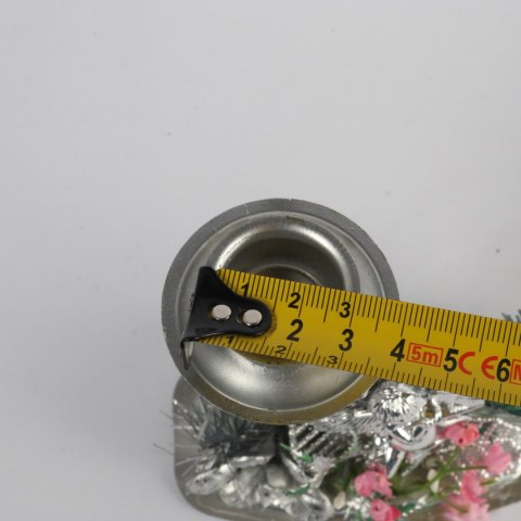 SREBRNY METALOWY ŚWIECZNIK BOŻONARODZENIOWY 14 CM DEKORACJA STOŁU