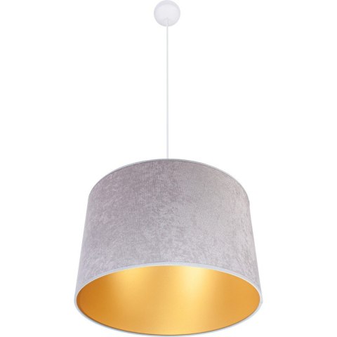 LAMPA SUFITOWA RESISTO, SZARY ABAŻUR WELUR, DREWNIANA, FI 40CM, NOWOCZESNA