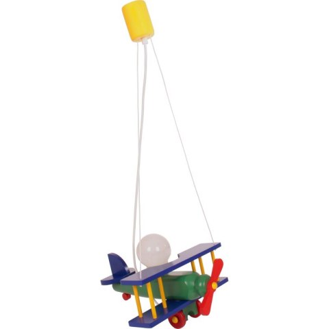 LAMPA SUFITOWA SAMOLOT DLA CHŁOPCA FLYKT, DREWNIANA, WISZĄCA, LED, E27