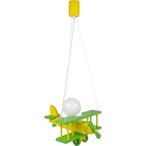 LAMPA WISZĄCA DLA DZIECI SAMOLOT FLYKT, DREWNIANA, LED, E27, SELEDYNOWA
