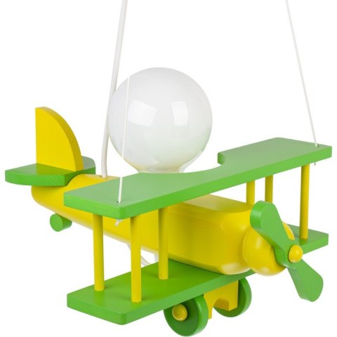 LAMPA WISZĄCA DLA DZIECI SAMOLOT FLYKT, DREWNIANA, LED, E27, SELEDYNOWA
