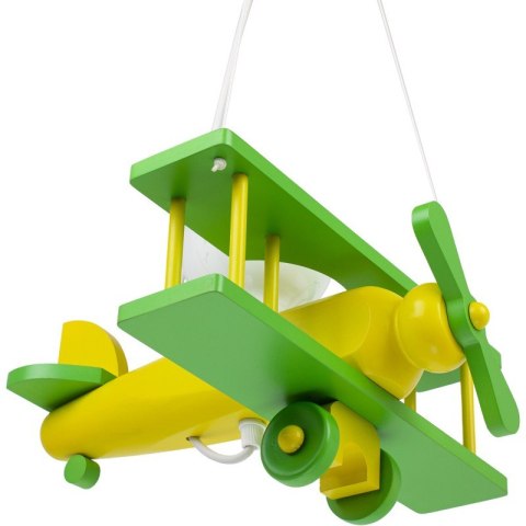 LAMPA WISZĄCA DLA DZIECI SAMOLOT FLYKT, DREWNIANA, LED, E27, SELEDYNOWA