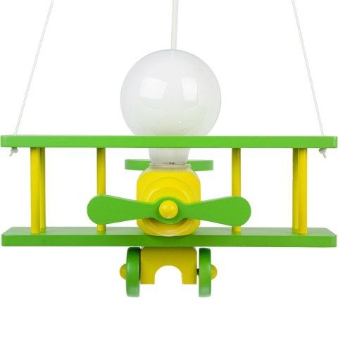LAMPA WISZĄCA DLA DZIECI SAMOLOT FLYKT, DREWNIANA, LED, E27, SELEDYNOWA