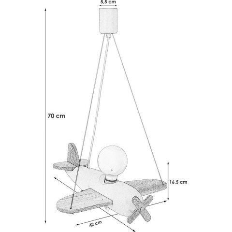 LAMPA WISZĄCA DZIECIĘCA SAMOLOT AVIARO, ŻYRANDOL, DREWNIANA, LED, E27
