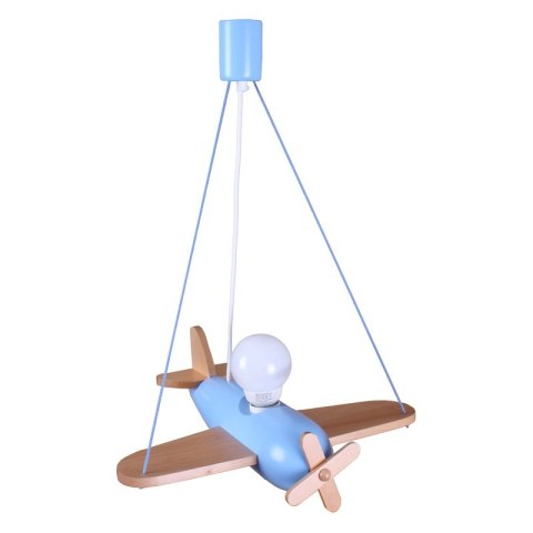 LAMPA WISZĄCA DZIECIĘCA SAMOLOT FLYKT, ŻYRANDOL LED, DREWNO, SUFITOWA, E27