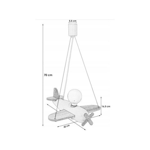 LAMPA WISZĄCA DZIECIĘCA SAMOLOT FLYKT, ŻYRANDOL LED, DREWNO, SUFITOWA, E27