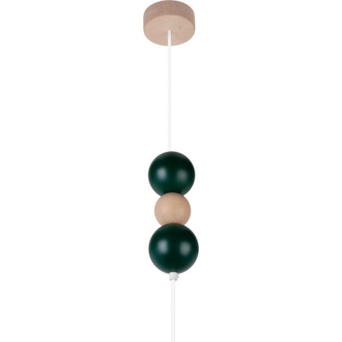 LAMPA WISZĄCA LAGOM, BUTELKOWA ZIELEŃ, ABAŻUR WELUR, DREWNO, NOWOCZESNA