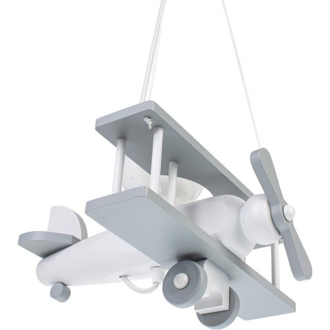 LAMPA WISZĄCA SAMOLOT FLYKT, DLA DZIECI, DREWNIANA, BIAŁA, DO POKOJU, E27