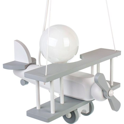 LAMPA WISZĄCA SAMOLOT FLYKT, DLA DZIECI, DREWNIANA, BIAŁA, DO POKOJU, E27
