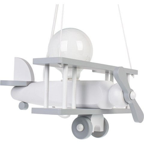 LAMPA WISZĄCA SAMOLOT FLYKT, DLA DZIECI, DREWNIANA, BIAŁA, DO POKOJU, E27