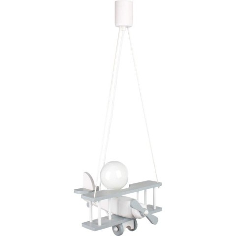 LAMPA WISZĄCA SAMOLOT FLYKT, DLA DZIECI, DREWNIANA, BIAŁA, DO POKOJU, E27
