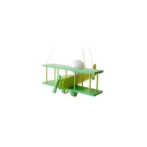 LAMPA WISZĄCA SAMOLOT FLYKT, DZIECIĘCA, DREWNO, LED, E27, ZIELONA, SUFITOWA
