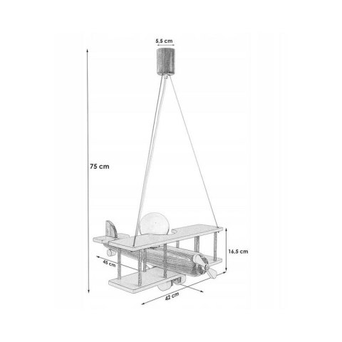Lampa wisząca Samolot mały czarno-biały