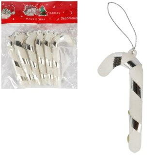 Laski zawieszki bożonarodzeniowe 6 szt 6 cm Biało-Srebrne