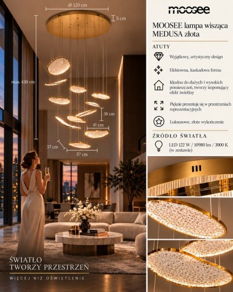 MOOSEE lampa wisząca MEDUSA złota