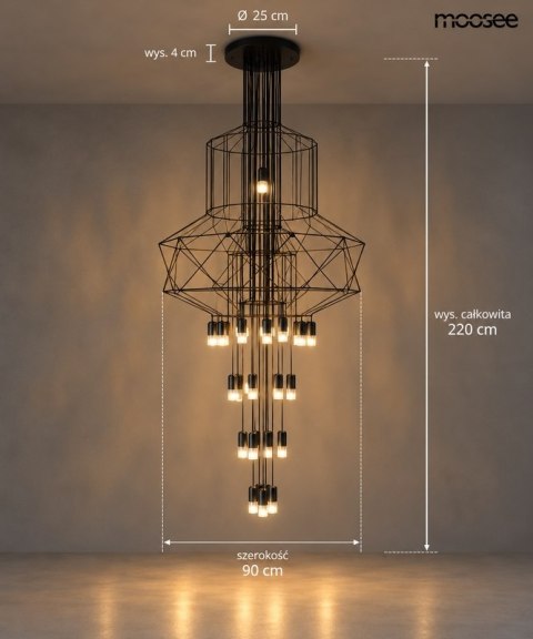 INDUSTRIALNA LAMPA WISZĄCA FUSION 43, CZARNA, ŻYRANDOL, LOFT, NIETYPOWA