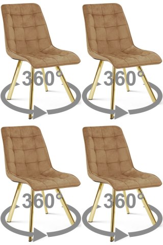 Krzesło CIEZA 360 - aksamit brąz / nogi złote x 4