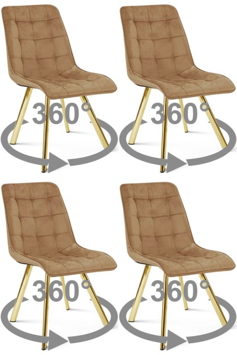 Krzesło CIEZA 360 - aksamit brąz / nogi złote x 4