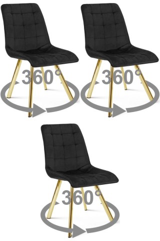 Krzesło CIEZA 360 - aksamit czarny / nogi złote x 3