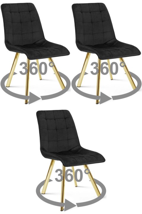 Krzesło CIEZA 360 - aksamit czarny / nogi złote x 3