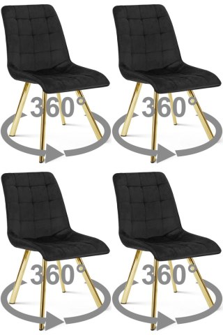 Krzesło CIEZA 360 - aksamit czarny / nogi złote x 4