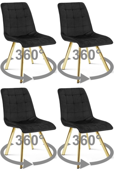 Krzesło CIEZA 360 - aksamit czarny / nogi złote x 4