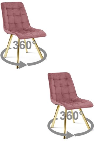 Krzesło CIEZA 360 - aksamit róż ciemny / nogi złote x 2