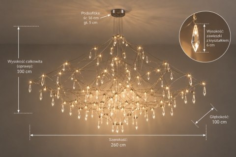 LAMPA WISZĄCA LED LUCEZZA CONSTELATION 100, KRYSZTAŁOWA, STAL SZCZOTKOWANA