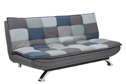 Sofa rozkładana z funkcją spania Faith 3 osobowa patchwork niebieski nowoczesna do salonu ( Rozmiar: uniwersalny )