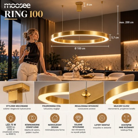 MOOSEE lampa wisząca RING 100 złota