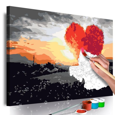 Obraz do samodzielnego malowania - Drzewo w kształcie serca (wschód słońca)
