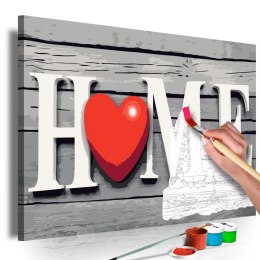 Obraz do samodzielnego malowania - Home z czerwonym sercem