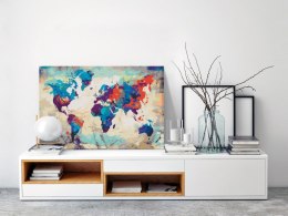 Obraz do samodzielnego malowania - Mapa świata (błękitno-czerwona)