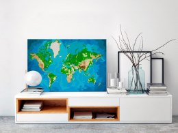 Obraz do samodzielnego malowania - Mapa świata (niebiesko-zielona)