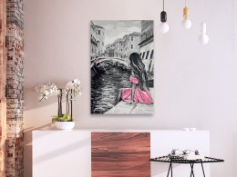 Obraz do samodzielnego malowania - Wenecja (dziewczyna w różowej sukience)