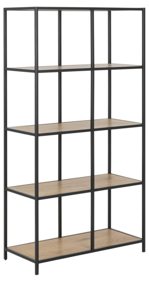 Regał Seaford XI - CZARNY METAL, DĄB, MDF, 5 PÓŁEK Regał Seaford XI - CZARNY METAL, DĄB, MDF, 5 PÓŁEK