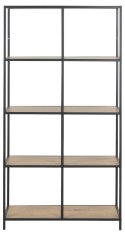 Regał Seaford XI - CZARNY METAL, DĄB, MDF, 5 PÓŁEK