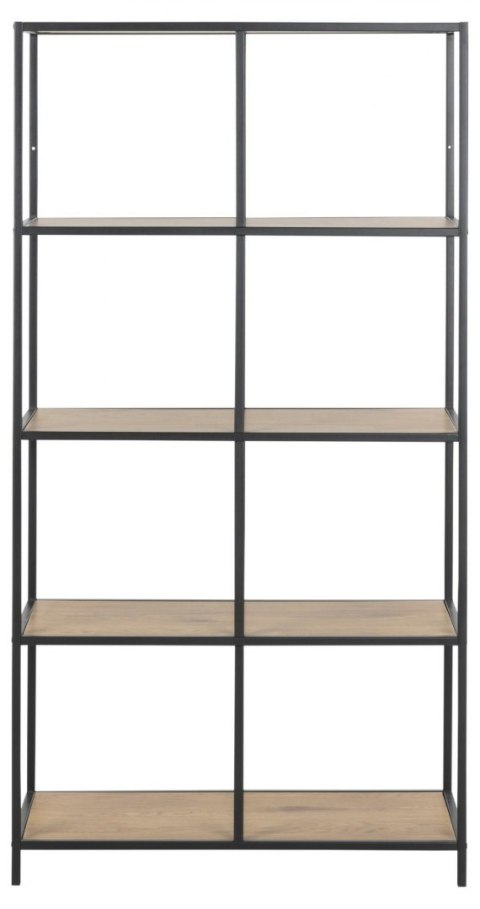 Regał Seaford XI - CZARNY METAL, DĄB, MDF, 5 PÓŁEK Regał Seaford XI - CZARNY METAL, DĄB, MDF, 5 PÓŁEK