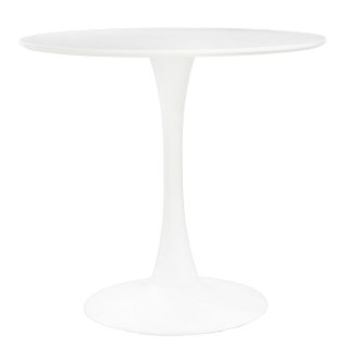 BIAŁY OKRĄGŁY STÓŁ - TULIP, NA JEDNEJ NODZE, 90 CM - DO SALONU, JADALNI