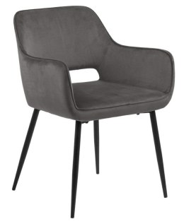Krzesło Scandinavian - ciemne szare, metal, do jadalni, z podłokietnikami